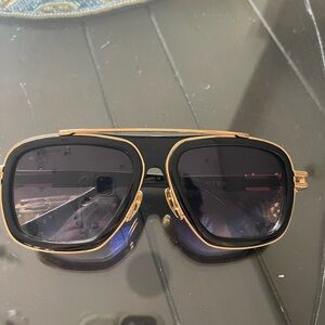 DITA Gold and Black Aviator Sunglasses